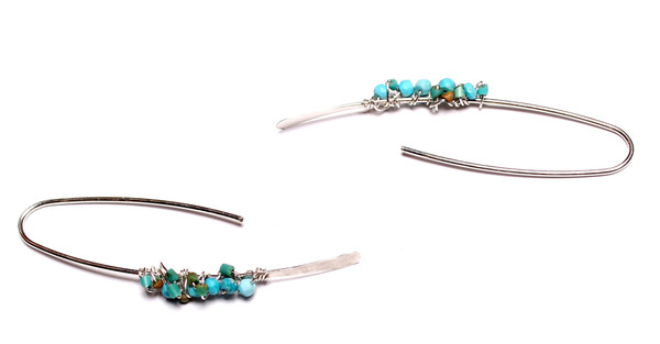 James and Jezebelle Turquoise Silver Paperclip Earring James and Jezebelle Turquoise Silver Paperclip Earring