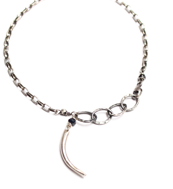 Sarah Dunn Tusk & Sapphire Silver Chain Bracelet Sarah Dunn Tusk & Sapphire Silver Chain Bracelet