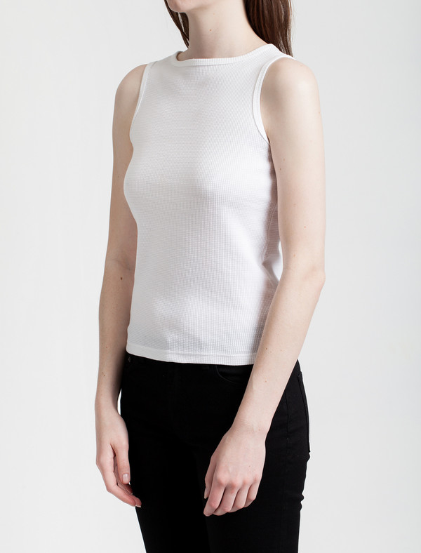 Sunspel Waffle Tank White Sunspel Waffle Tank White