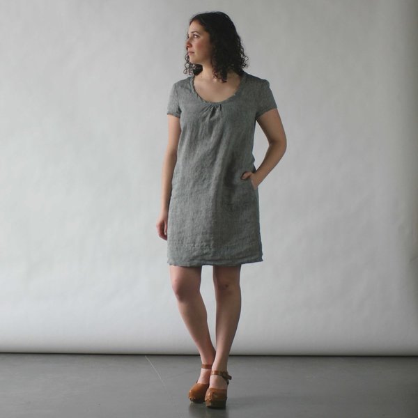 Nuthatch Shirred Dress in Washed Linen Nuthatch Shirred Dress in Washed Linen