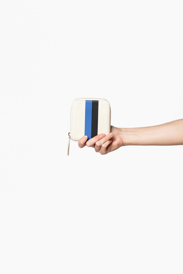 Clare V. Half Zip Wallet-cream stripe Clare V. Half Zip Wallet-cream stripe