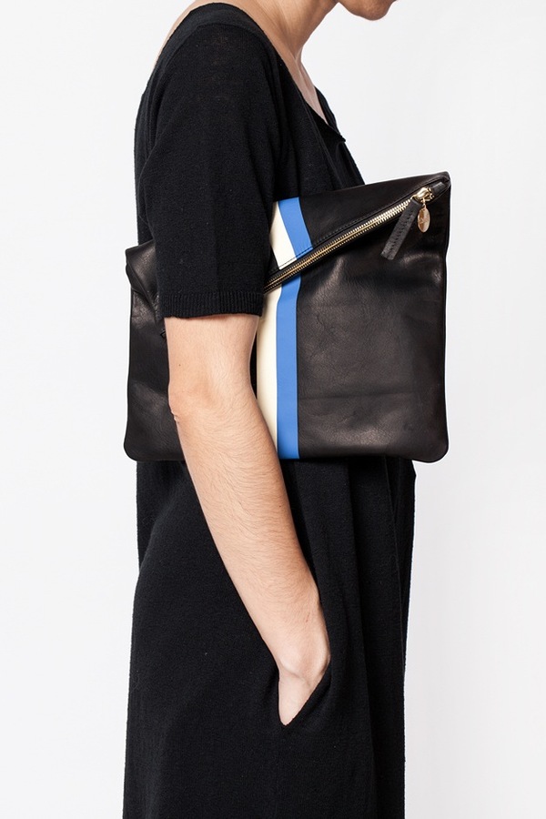 Clare V. Foldover Clutch | black stripe Clare V. Foldover Clutch | black stripe