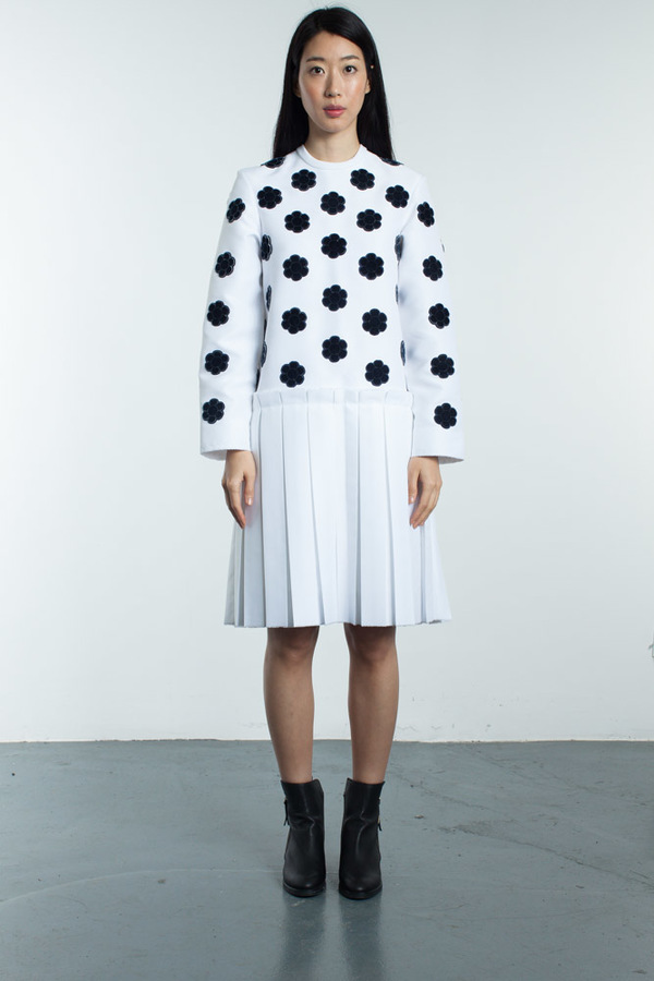 Steven Tai Fuzzy Embroidery Satin Dress Steven Tai Fuzzy Embroidery Satin Dress