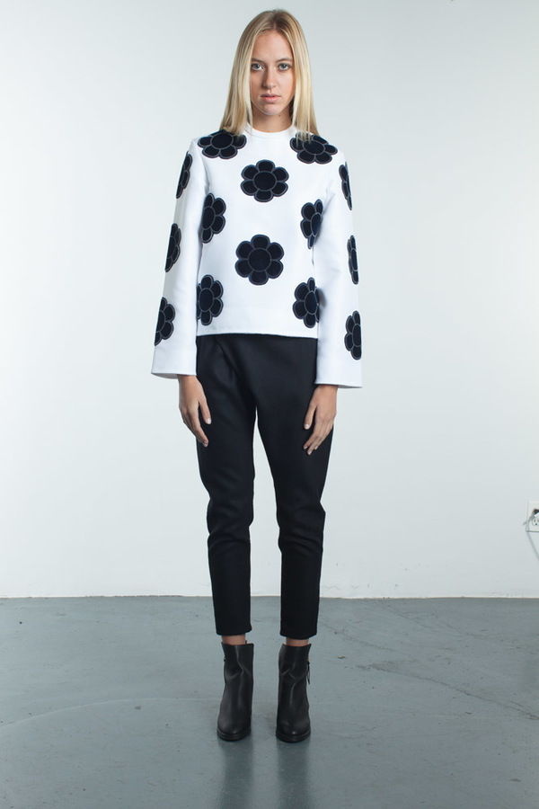 Steven Tai Fuzzy Embroidered Satin Top Steven Tai Fuzzy Embroidered Satin Top