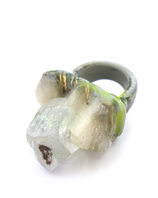 Adina Mills Green Crown Ring With Apophyllite Cluster Adina Mills Green Crown Ring With Apophyllite Cluster