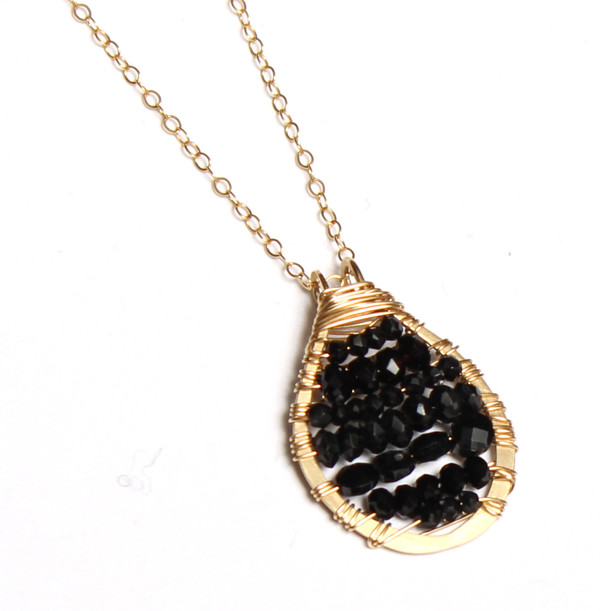 James and Jezebelle Black Onyx and Spinel Oval Pendent Necklace James and Jezebelle Black Onyx and Spinel Oval Pendent Necklace