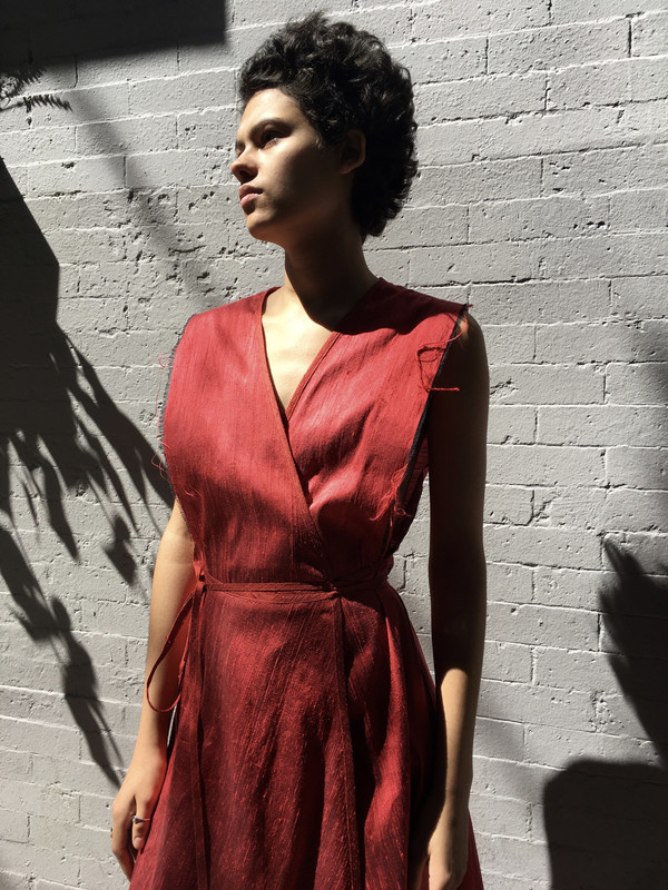 Alexa Stark Red Silk Wrap Dress Alexa Stark Red Silk Wrap Dress