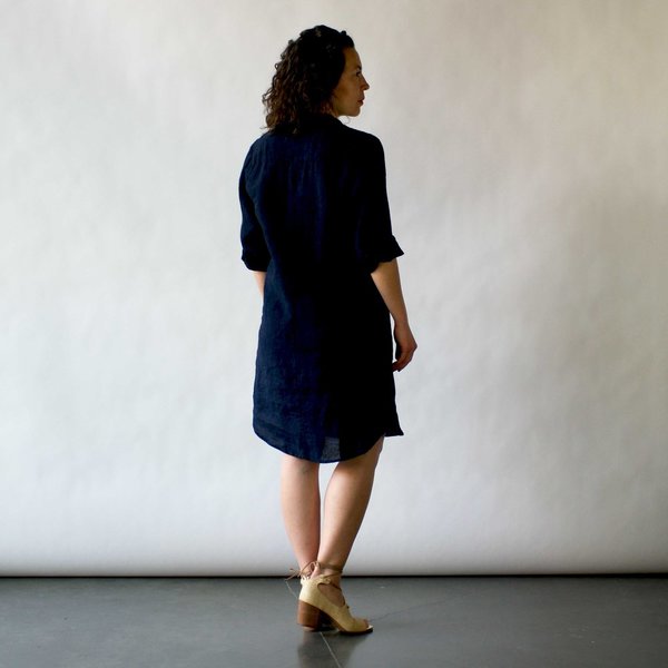 Nuthatch Shirt Dress in Indigo Washed Linen Nuthatch Shirt Dress in Indigo Washed Linen