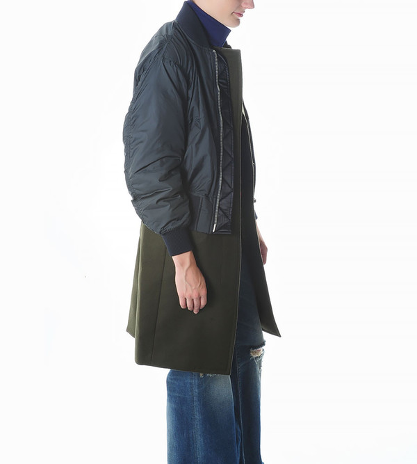 Sacai Luck Combination Puffer Jacket with Wool Coat | Navy Sacai Luck Combination Puffer Jacket with Wool Coat | Navy