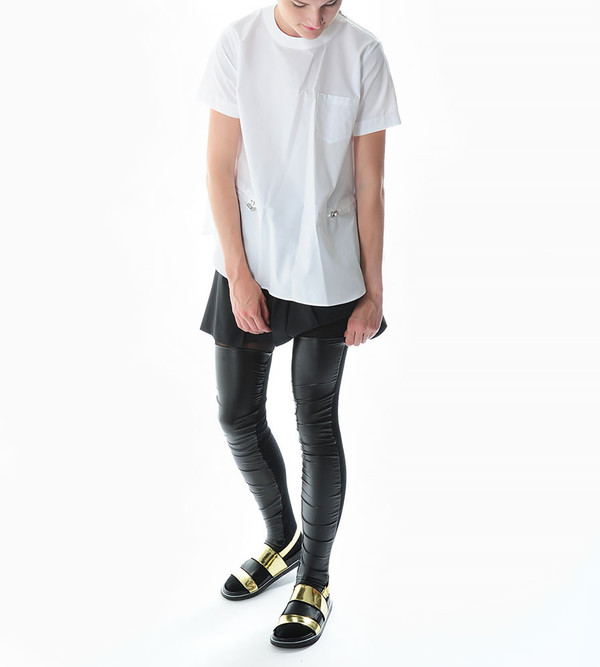 Sacai Luck Leather & Knit Combination Thigh-High Socks Sacai Luck Leather & Knit Combination Thigh-High Socks