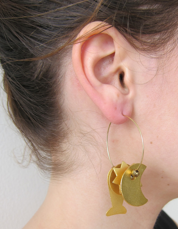 Gold charm hoops Gold charm hoops
