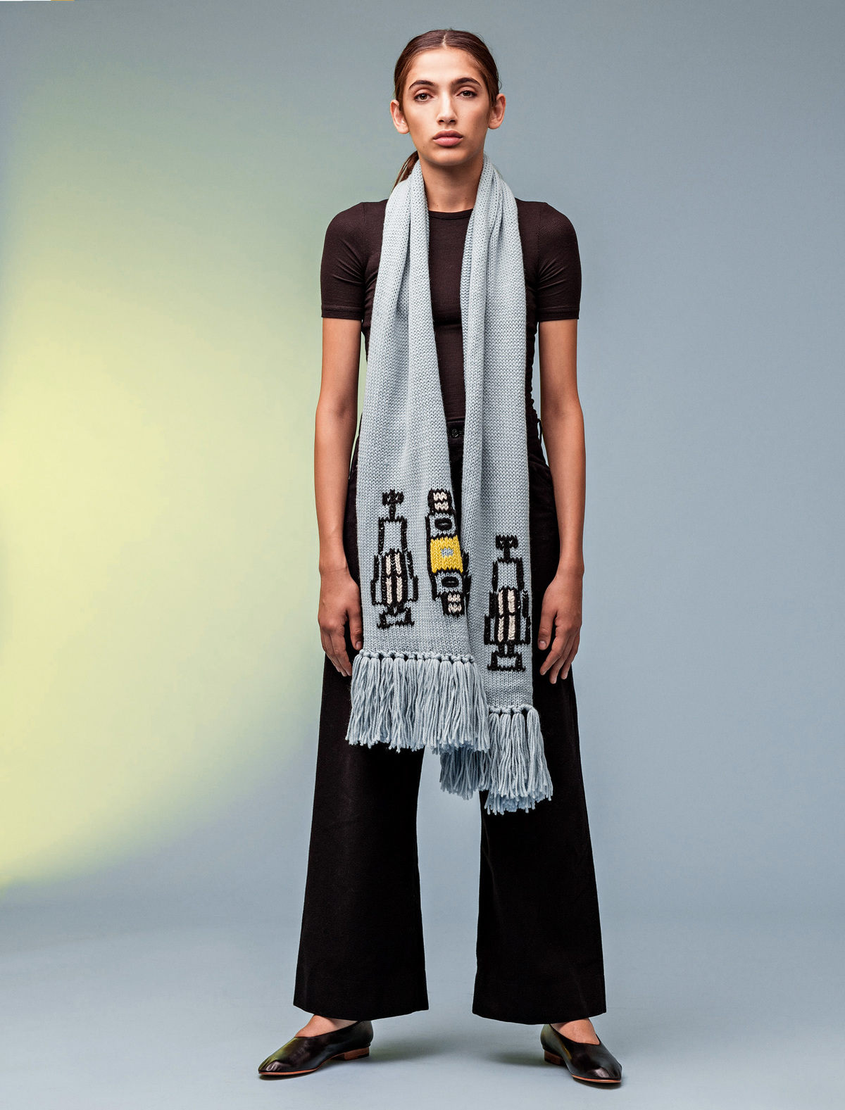 Unisex Talitha Ind Wool Scarf Light Blue Garmentory