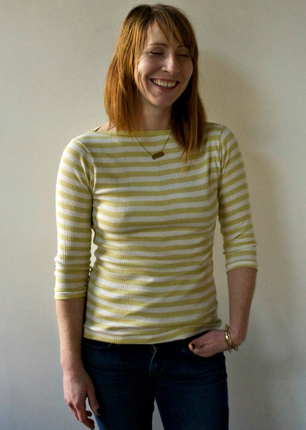 Juniper Boatneck in Celery and White Stripe by Curator Juniper Boatneck in Celery and White Stripe by Curator
