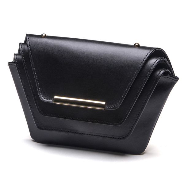 Ellia Wang Geometry Layer Clutch in Black Leather Ellia Wang Geometry Layer Clutch in Black Leather