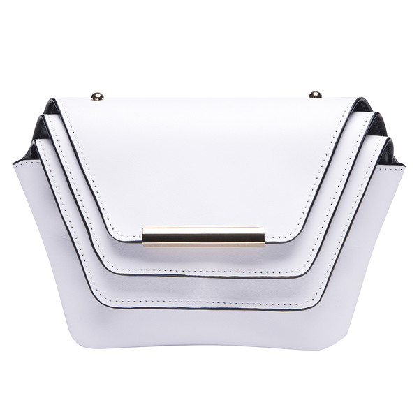 Ellia Wang Geometry Layer Clutch in White Leather Ellia Wang Geometry Layer Clutch in White Leather