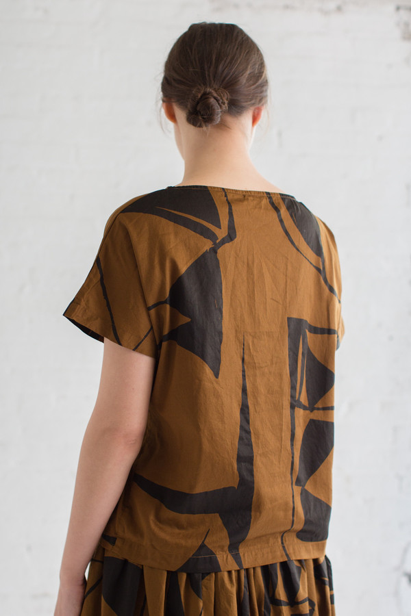 Black Crane Boat Neck Top in Print B Black Crane Boat Neck Top in Print B