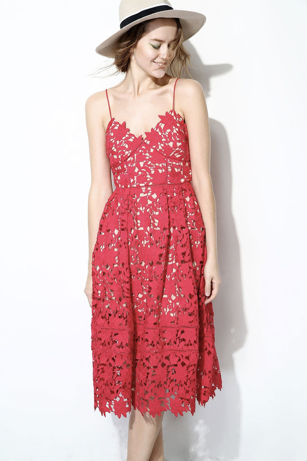 Few Moda Red Floral Lace Dress Few Moda Red Floral Lace Dress