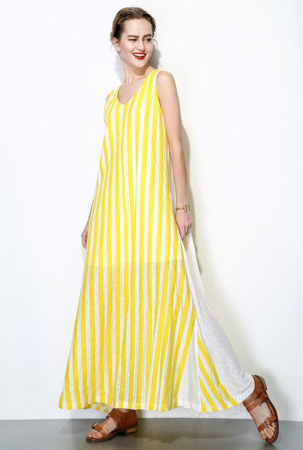 Nautical Striped Maxi Dress Yellow/White Nautical Striped Maxi Dress Yellow/White