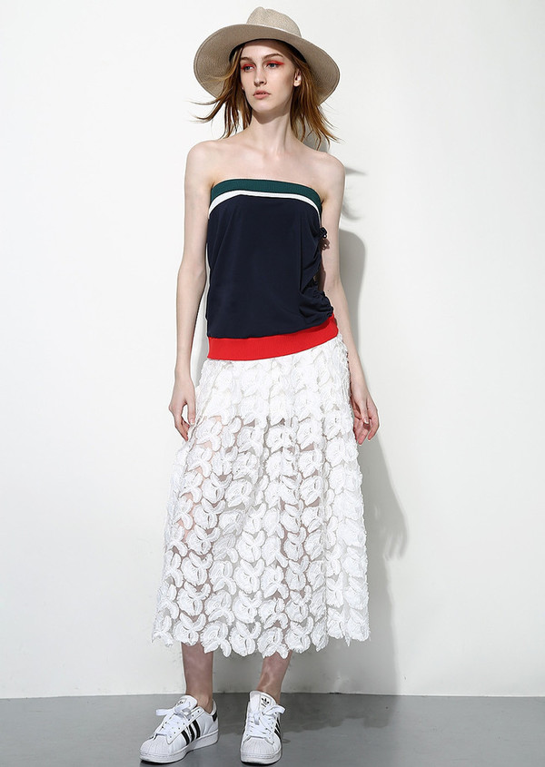 Few Moda White Feather Lace Maxi Skirt Few Moda White Feather Lace Maxi Skirt