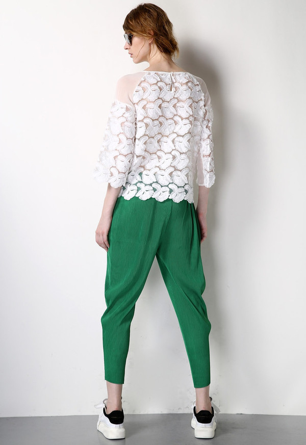 Few Moda White Feather Lace Silk Top Few Moda White Feather Lace Silk Top