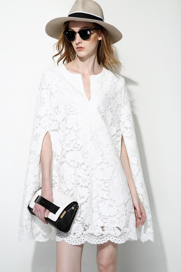 White Lace Cape Dress White Lace Cape Dress