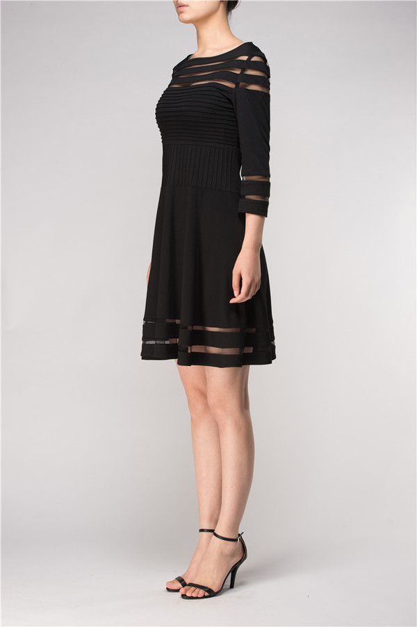Sheer Panel Black Skater Dress Sheer Panel Black Skater Dress