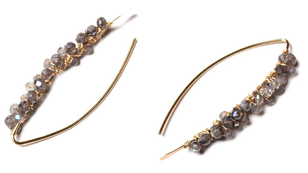 James and Jezebelle Labradorite Gold Paperclip Earrings James and Jezebelle Labradorite Gold Paperclip Earrings