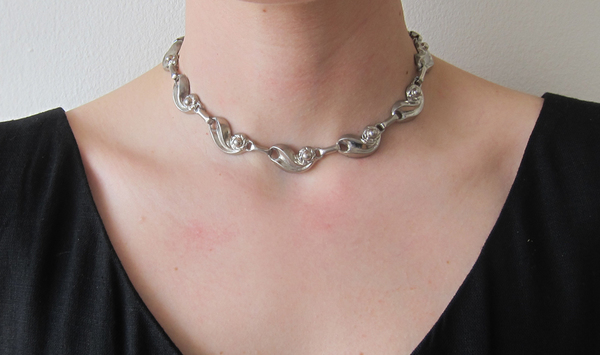 Vintage Silver Floral Link Necklace Vintage Silver Floral Link Necklace