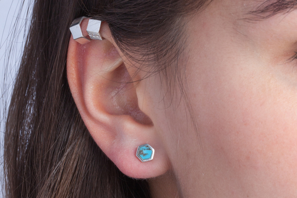 Shahla Karimi Honeycomb Ear Studs with Turquoise Shahla Karimi Honeycomb Ear Studs with Turquoise