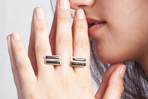 Shahla Karimi In-Between Bars Ring with Onyx Shahla Karimi In-Between Bars Ring with Onyx