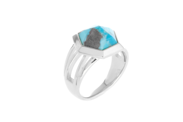 Shahla Karimi Hex Set Ring with Turquoise Shahla Karimi Hex Set Ring with Turquoise