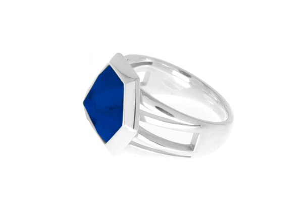 Shahla Karimi Hex Set Ring with Lapis Shahla Karimi Hex Set Ring with Lapis