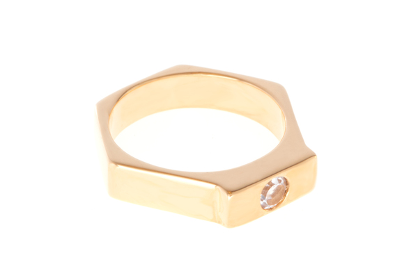 Shahla Karimi Single Honey Stacker with White Topaz - Thin Shahla Karimi Single Honey Stacker with White Topaz - Thin