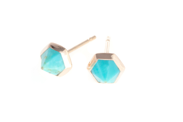Shahla Karimi Hex Set Earrings with Turquoise Shahla Karimi Hex Set Earrings with Turquoise