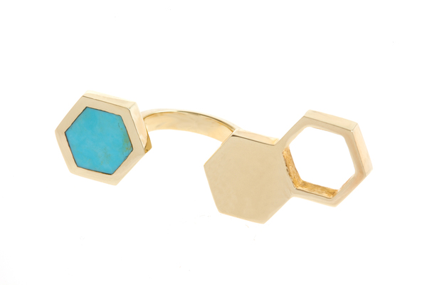 Shahla Karimi In-Between Honey Ring with Turquoise Shahla Karimi In-Between Honey Ring with Turquoise