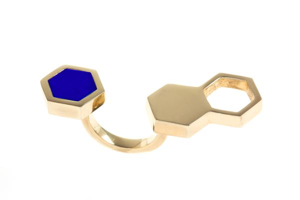 Shahla Karimi In-Between Honey Ring with Lapis Shahla Karimi In-Between Honey Ring with Lapis