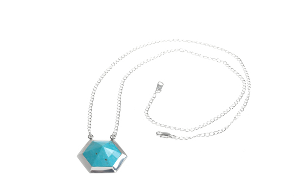 Shahla Karimi Hex Set Pendant Chain Necklace with Turquoise Shahla Karimi Hex Set Pendant Chain Necklace with Turquoise