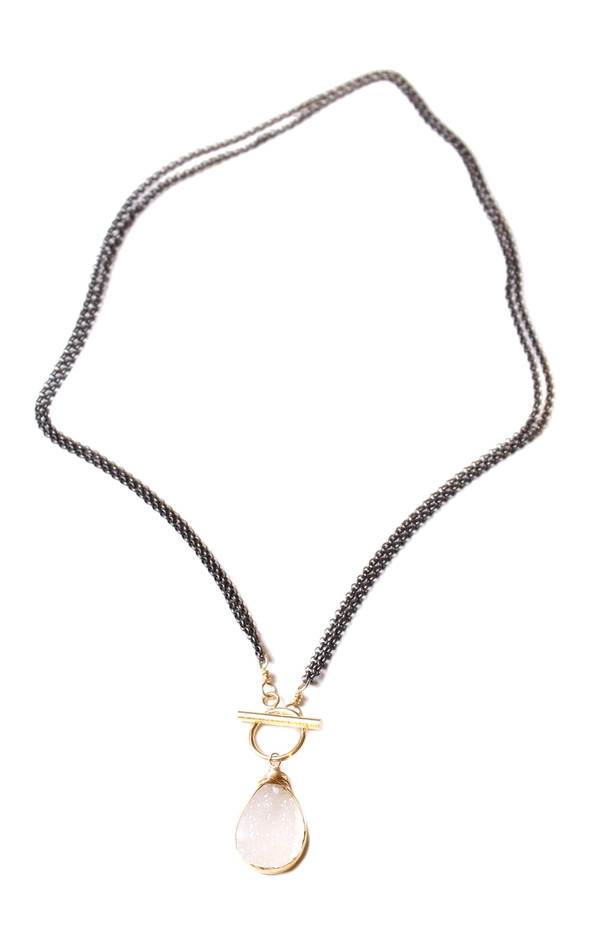 Bloom White Drusy Rolo Toggle Necklace Bloom White Drusy Rolo Toggle Necklace