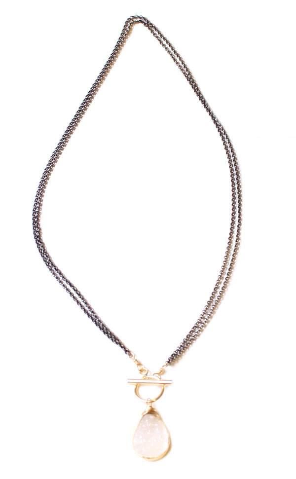 Bloom White Drusy Rolo Toggle Necklace Bloom White Drusy Rolo Toggle Necklace