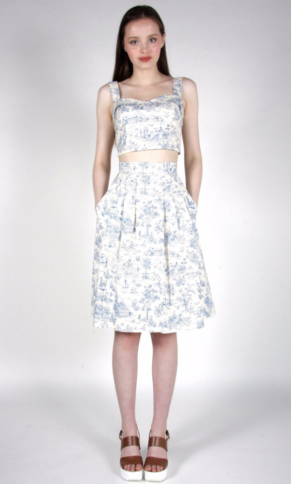 Birds of North America Ouzel Skirt (Cornflower Toile) Birds of North America Ouzel Skirt (Cornflower Toile)