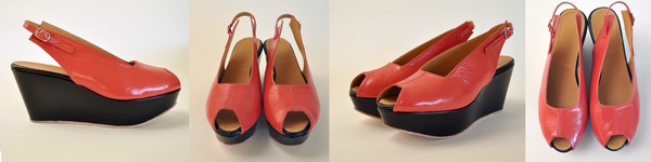 The Palatines "levo" wedge sandal | tomato/black The Palatines "levo" wedge sandal | tomato/black