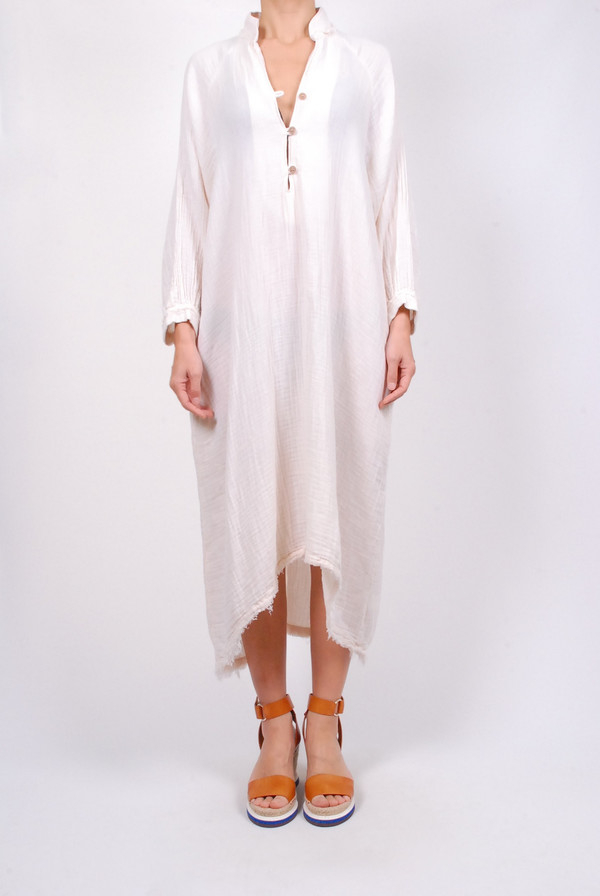 Black Crane Double Gauze Dress - Eggshell Black Crane Double Gauze Dress - Eggshell