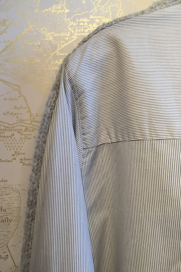 Tibi Wool & Stripe Shirting Combo Pullover Tibi Wool & Stripe Shirting Combo Pullover