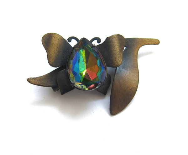 Vintage Collection Bronze and Glass Butterfly Pin Vintage Collection Bronze and Glass Butterfly Pin