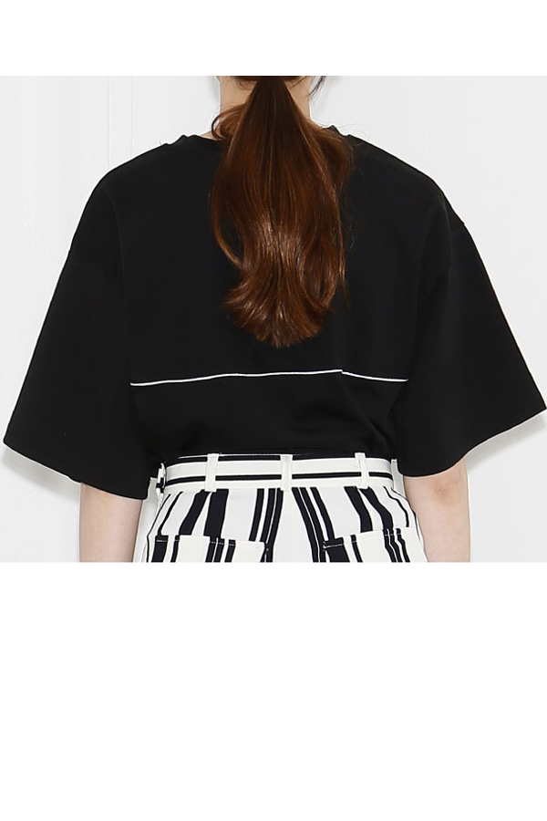 AMONG by ROCKET X LUNCH Oversized Slit Crop Tee- Black AMONG by ROCKET X LUNCH Oversized Slit Crop Tee- Black