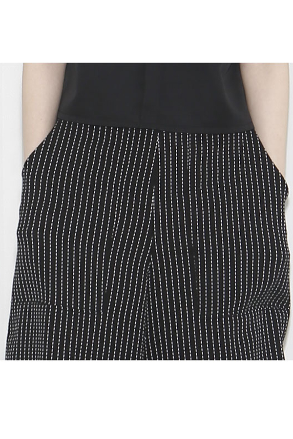 AMONG by ROCKET X LUNCH Striped Crop Trouser- Black AMONG by ROCKET X LUNCH Striped Crop Trouser- Black