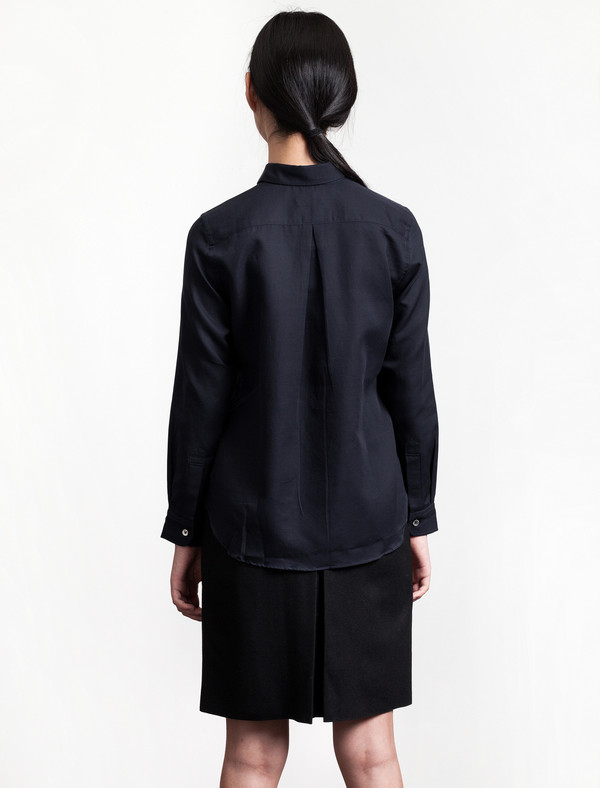 Niuhans Womens Double Cloth Shirt Navy Niuhans Womens Double Cloth Shirt Navy