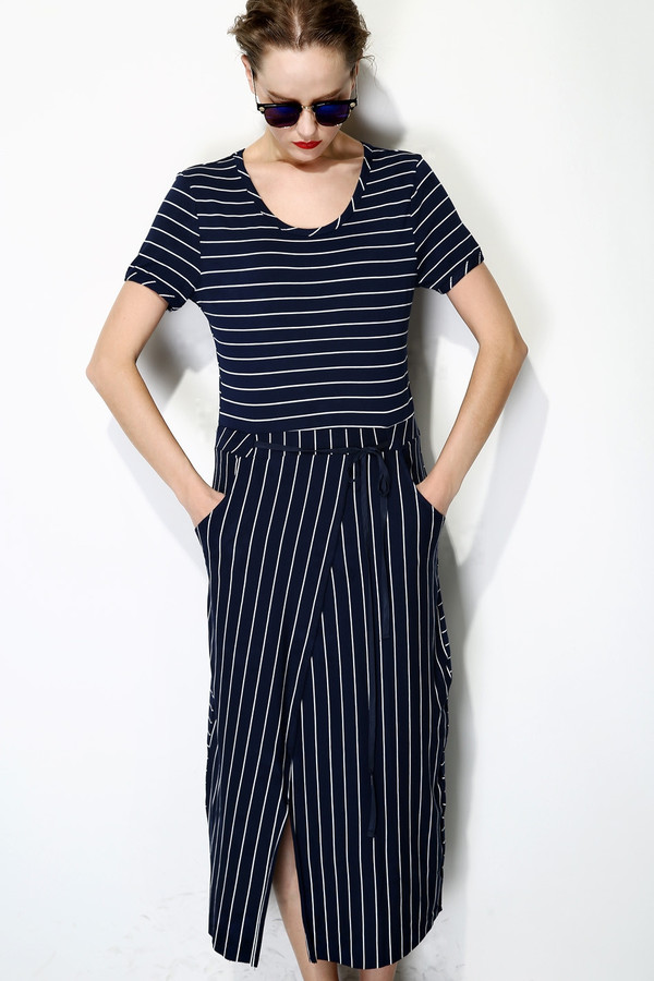 FEW MODA Front Split Stripe Dress FEW MODA Front Split Stripe Dress
