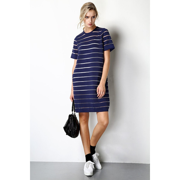 FEW MODA Sheer Striped Wool Dress FEW MODA Sheer Striped Wool Dress