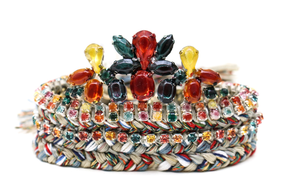 Alyssa Norton Triple Braid Cuff with Hand Painted Rhinestone Drop Alyssa Norton Triple Braid Cuff with Hand Painted Rhinestone Drop